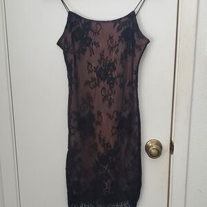 H&M Divided Lace Cami Dress Black And Nude Women's Size 6